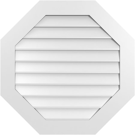 Ekena Millwork Octagonal Surface Mount PVC Gable Vent: Non-Functional, w/ 3-1/2"W x 1"P Standard Frame, 32"W x 32"H GVPOC32X3201SN